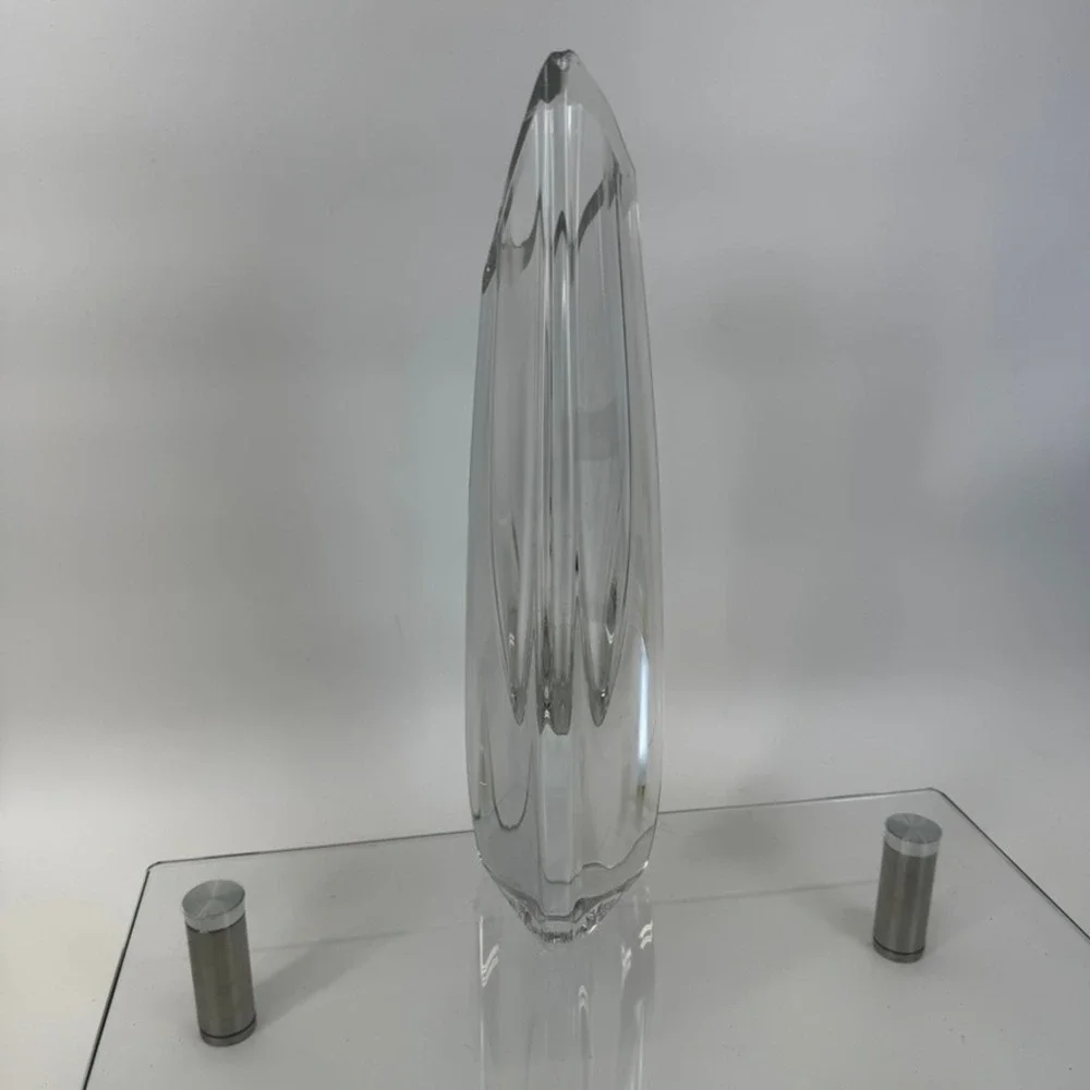 Vintage Crystal Art Glass Abstract Sculpture Vase High Quality Heavy Piece